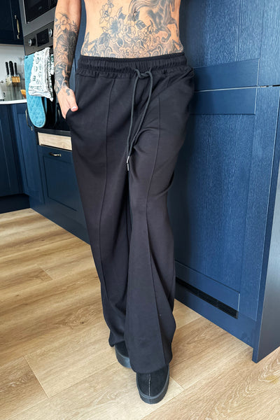 Wide Leg Joggers - Black