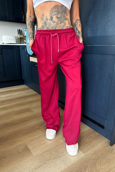 Wide Leg Joggers - Wine