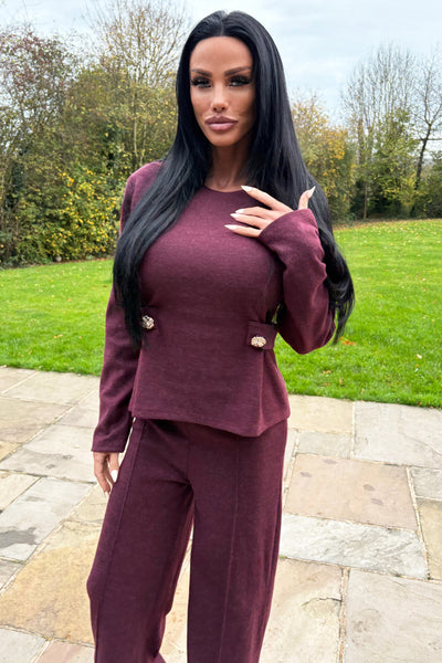 Gold Button Lounge Set - Wine