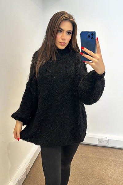 Oversized Wool Knit Jumper - Black