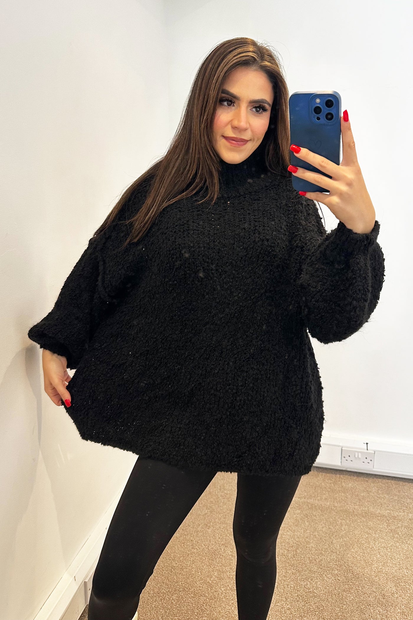 Oversized Wool Knit Jumper - Black