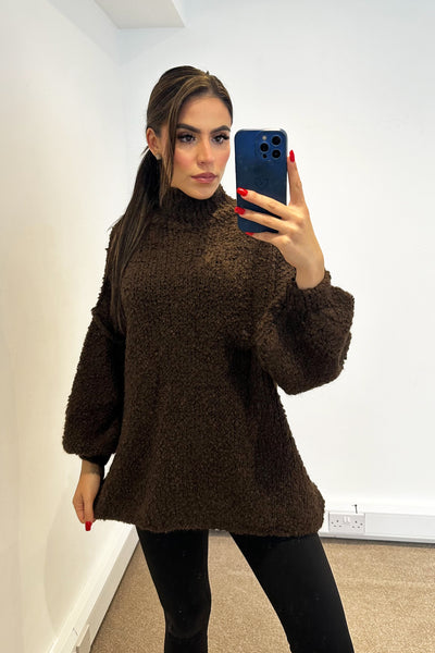 Oversized Wool Knit Jumper - Brown