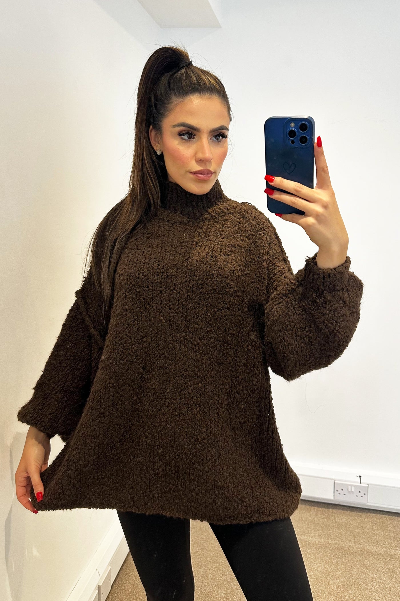 Oversized Wool Knit Jumper - Brown