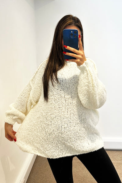 Oversized Wool Knit Jumper - Cream