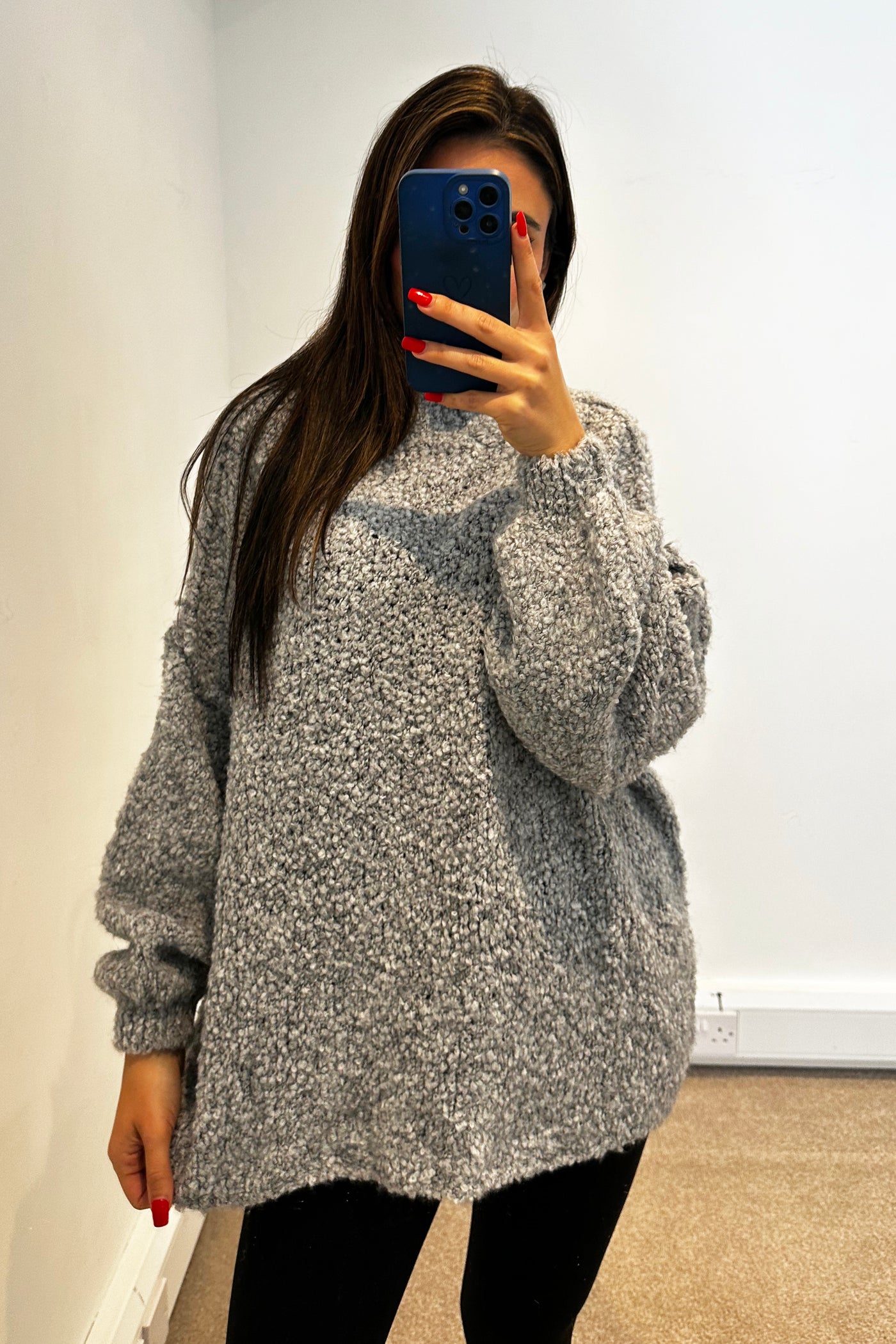 Oversized Wool Knit Jumper - Grey