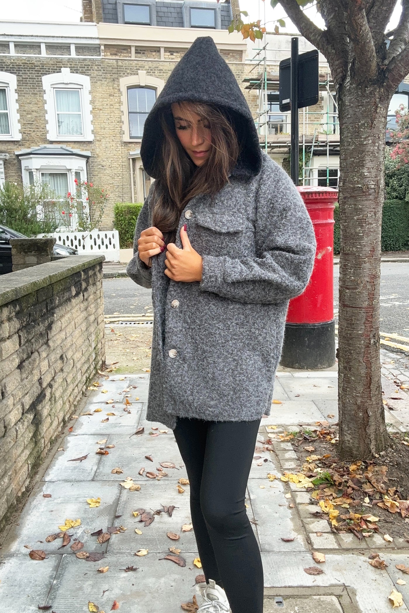 Hooded Wool Jacket - Grey