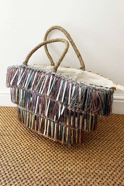 Metallic Tassel Basket Bag