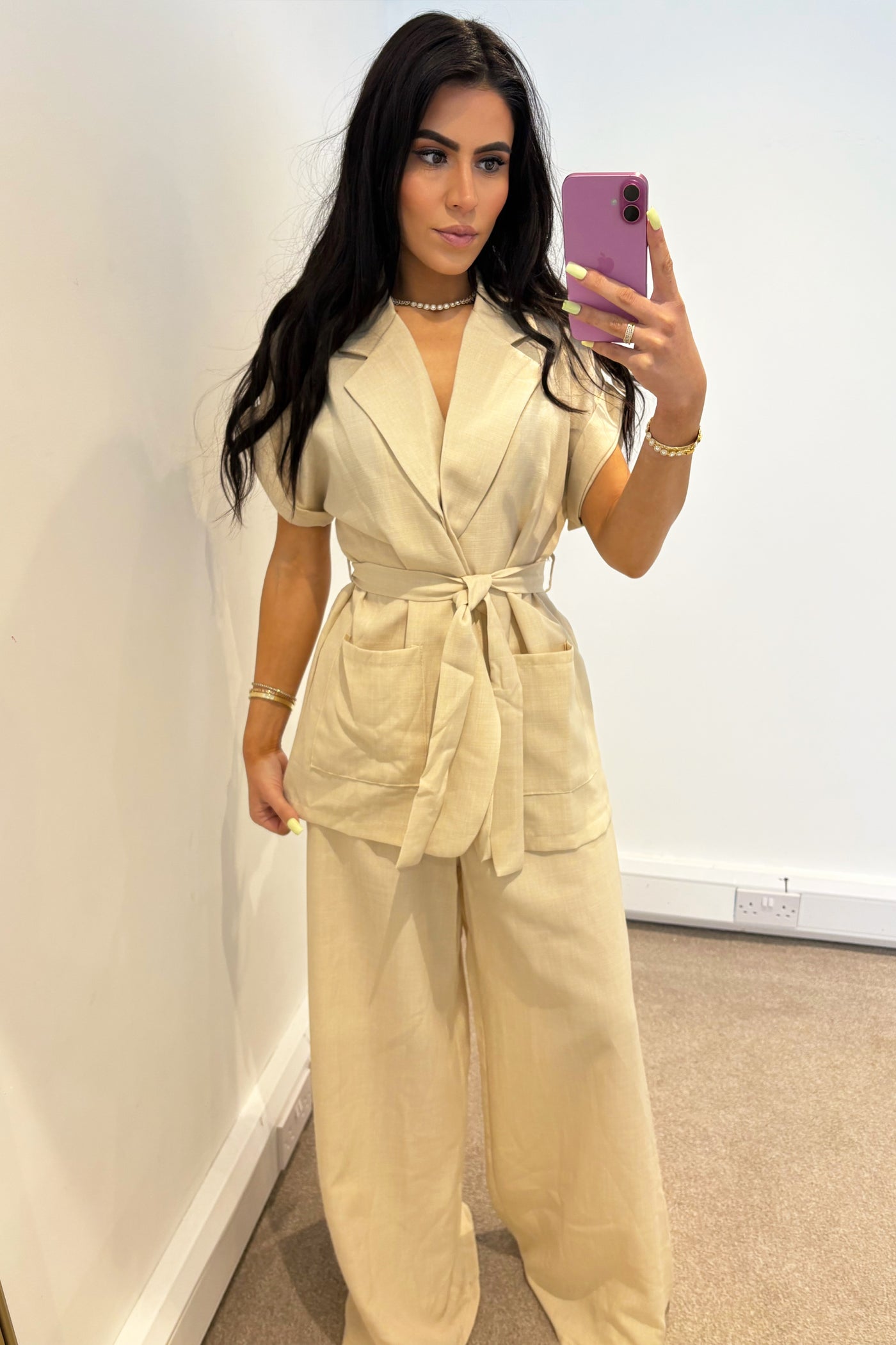 Luxe Tie Up Co-Ord - Beige