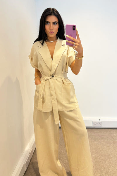 Luxe Tie Up Co-Ord - Beige