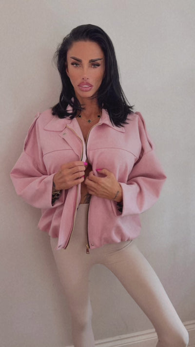 Faux Suede Jacket - Pink