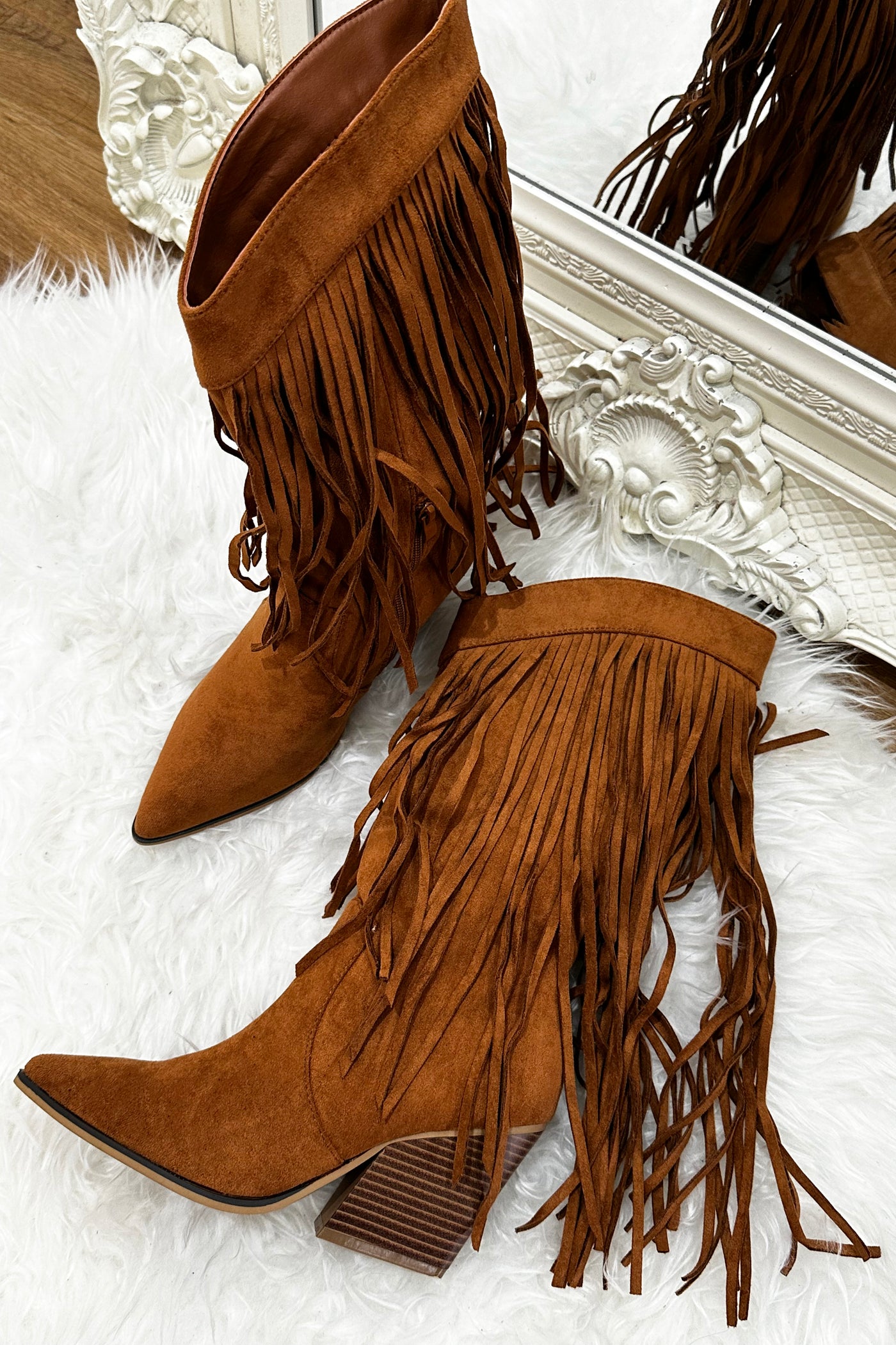 Tassel Cowboy Boots - Camel