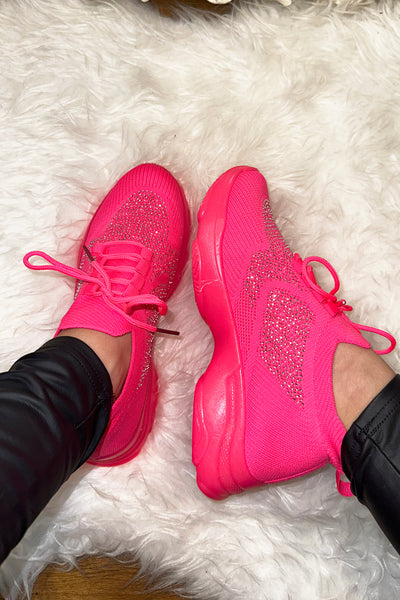 JYY Crystal Trainers - Hot Pink