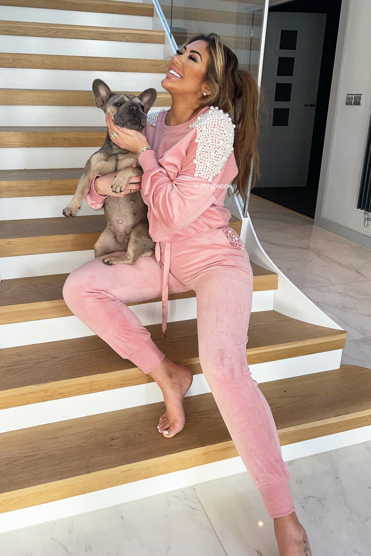 Pearl Sleeve Tracksuit - Pink PREORDER 25TH OCT