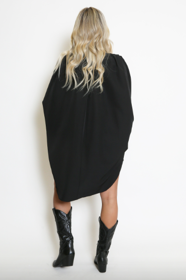 JYY Button Shirt Dress - Black