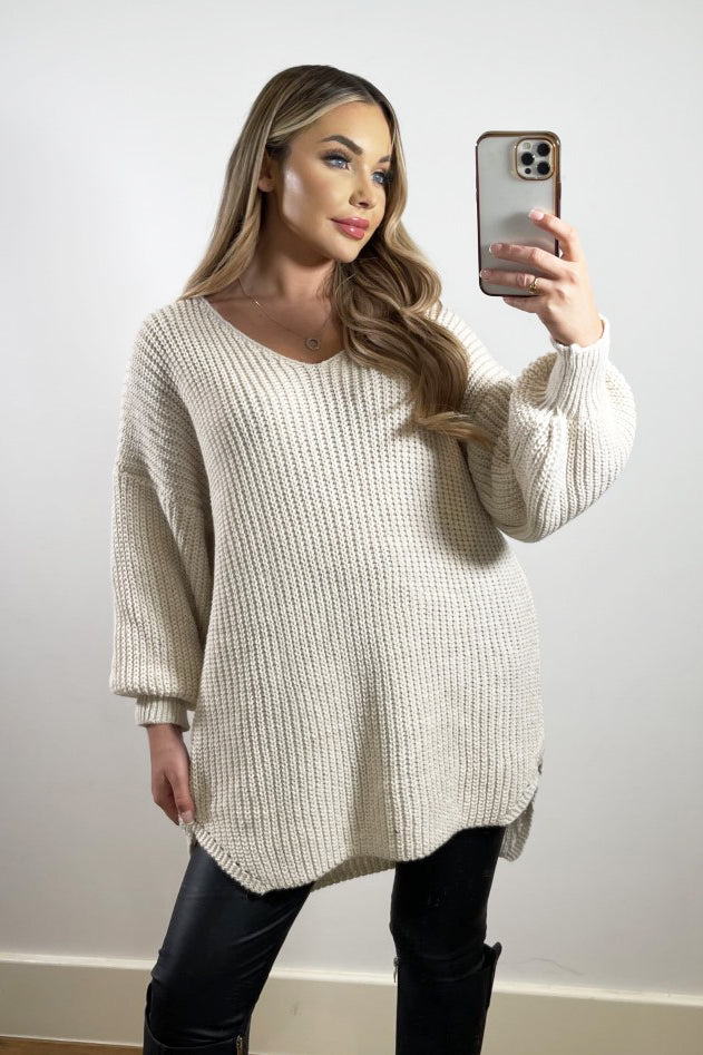 JYY Oversized Knit Jumper - Beige