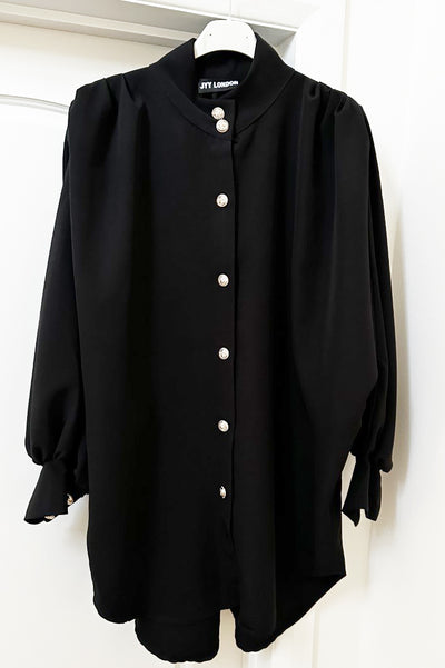 JYY Button Shirt Dress - Black