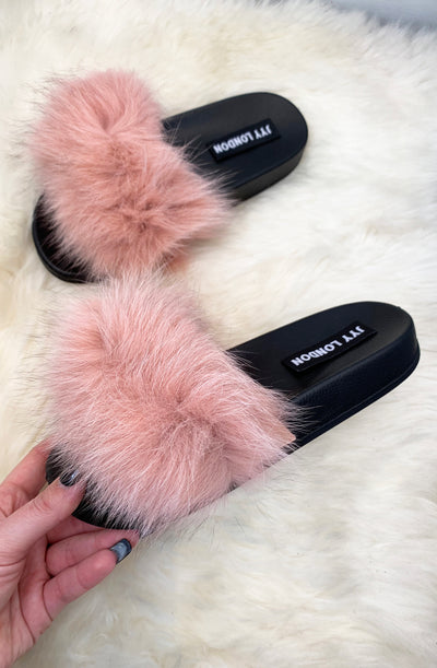 Faux Fur Sliders - Pink
