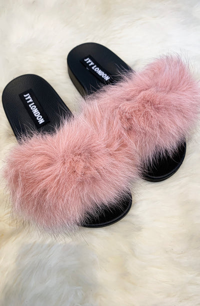 Faux Fur Sliders - Pink