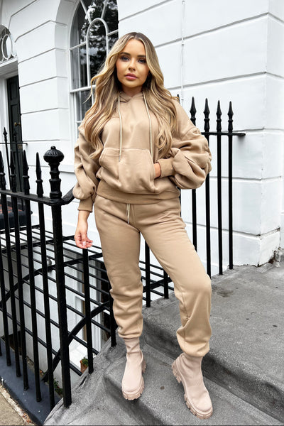Ruched Sleeve Tracksuit - Cream